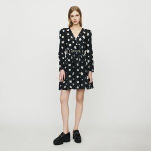 Maje Rayom Floral Daisy Eyelet Fit & Flare Dress